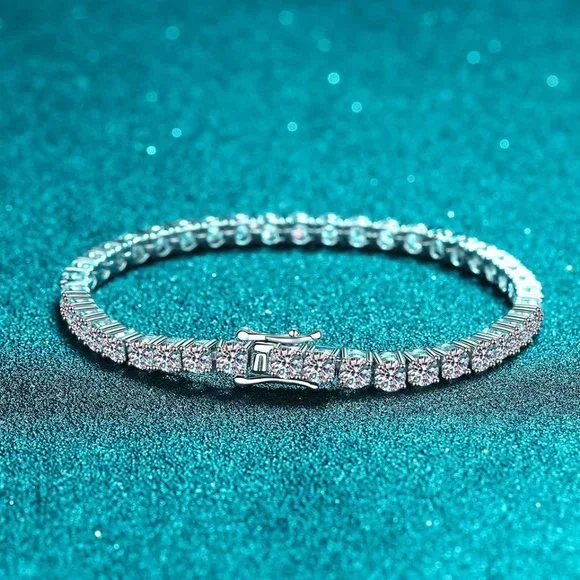 Certified 10.8ct. t.w. Moissanite Diamond Tennis Net Bracelet NEW - Picture 3 of 11